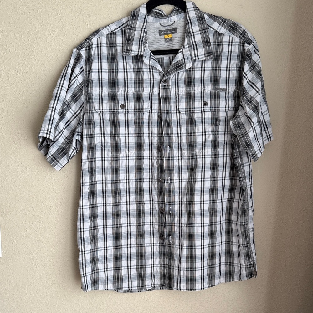 Eddie Bauer Black and White Plaid Men's Shirt